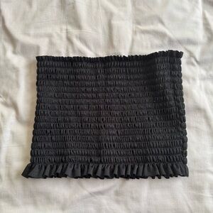 Boohoo Black Smocked Crop Top